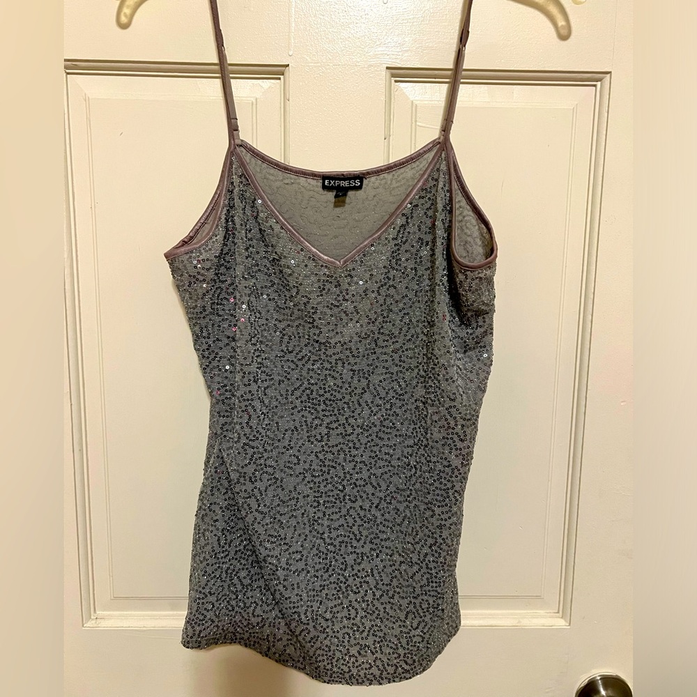 Express Women’s Gray Sequence Adjustable Strap Ca… - image 1